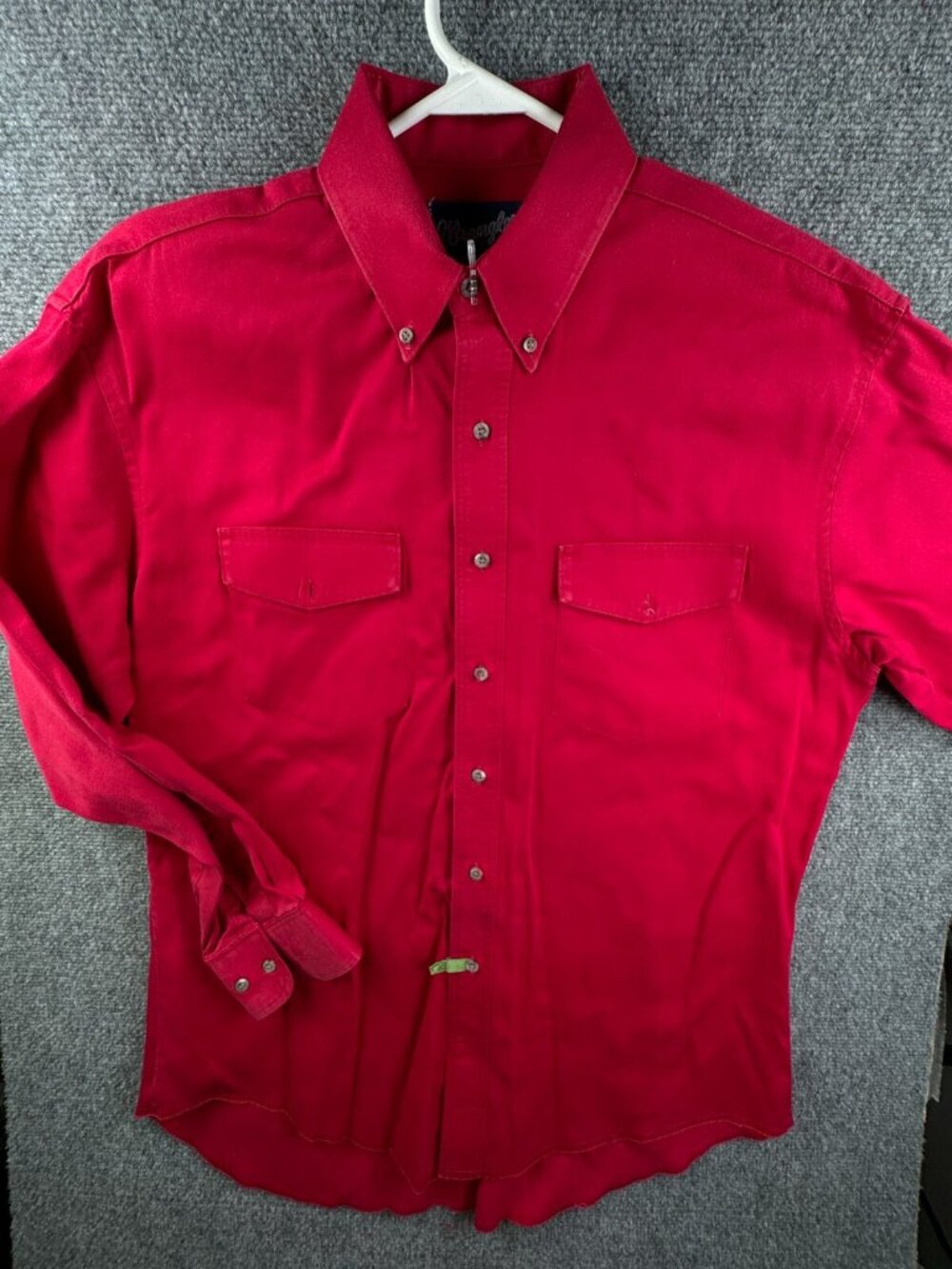 VTG Wrangler Red Long Sleeve Button Up Shirt X Long Tails 16.5 34 Cotton Men